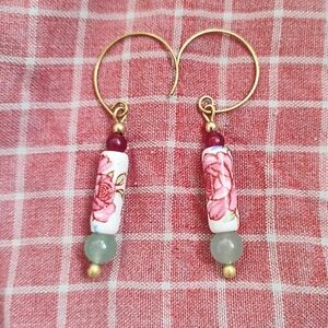 Handmade Dainty Rose Earrings With Stone Accents